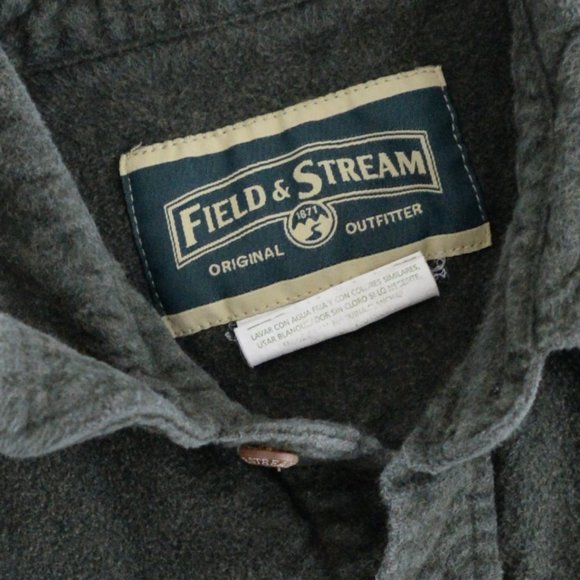Field & Stream Hunter Green 100% Cotton Button Down Shacket Jacket  Shirt ~Large - Picture 5 of 12